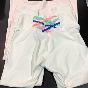 A Pair of “Fabletics” Pink and White Leggings with Colorful Accents - unsized